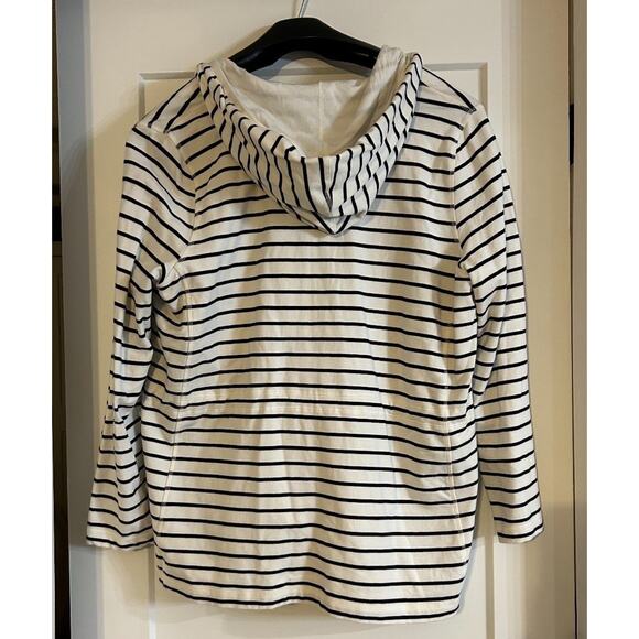 T by Talbots Women Full Zip Hooded Terry Cloth Size 2X Drawstring Black & White - Picture 4 of 7